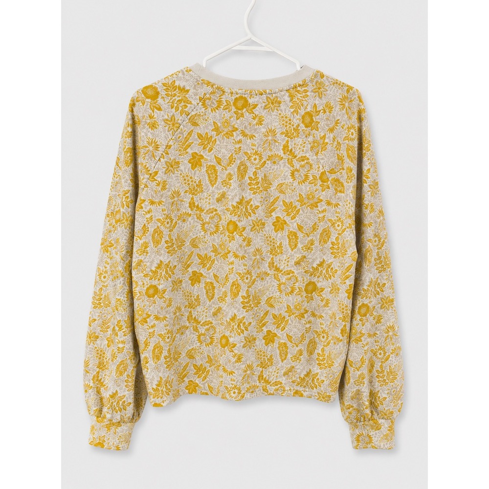 Banana Republic Botanical Yellow Floral Sweatshirt Cottagecore Granola CozyTop M
